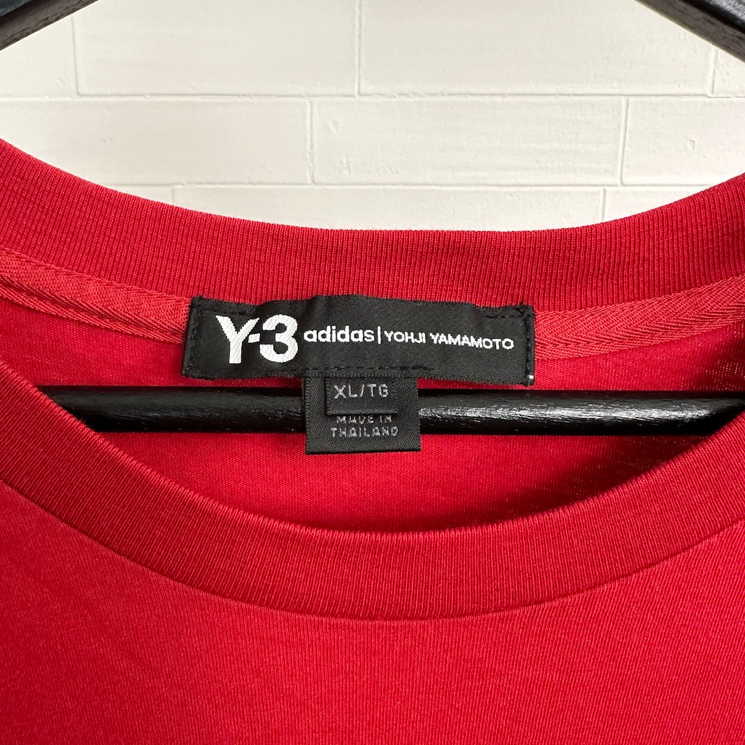 【Y-3】ワイスリー ロゴプリント半袖Tシャツ 赤 レッドXL 古着 メンズ