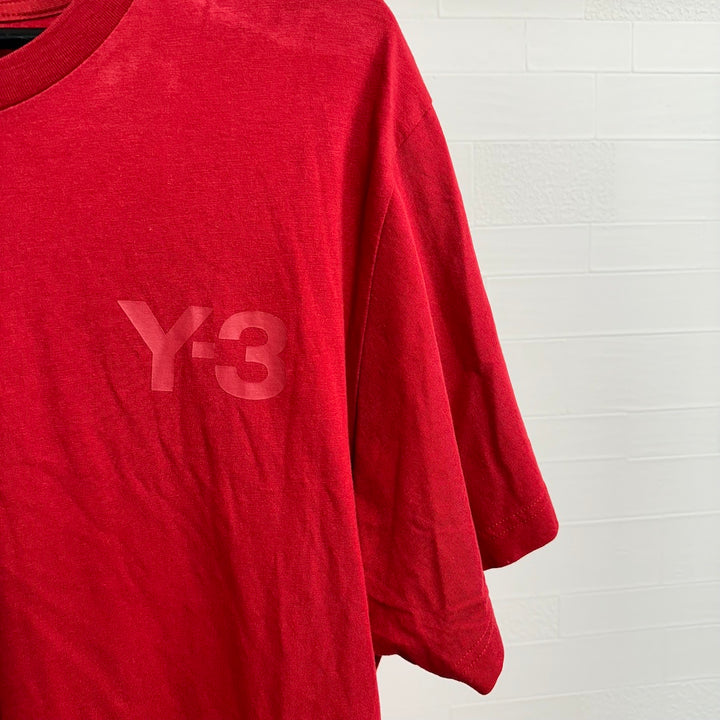 【Y-3】ワイスリー ロゴプリント半袖Tシャツ 赤 レッドXL 古着 メンズ