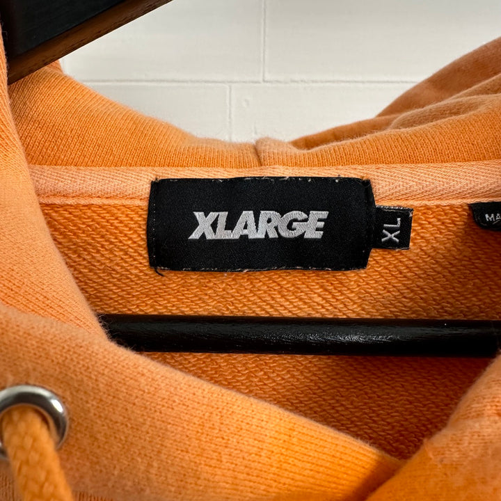 【XLARGE】エクストララージプリントパーカー オレンジ XL 古着メンズ