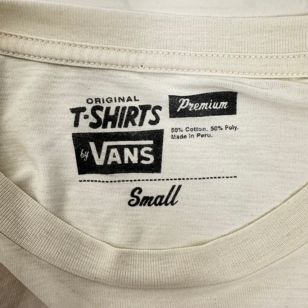 【VANS】クルーネックプリント半袖Tシャツ ホワイト 白 S 古着 メンズ