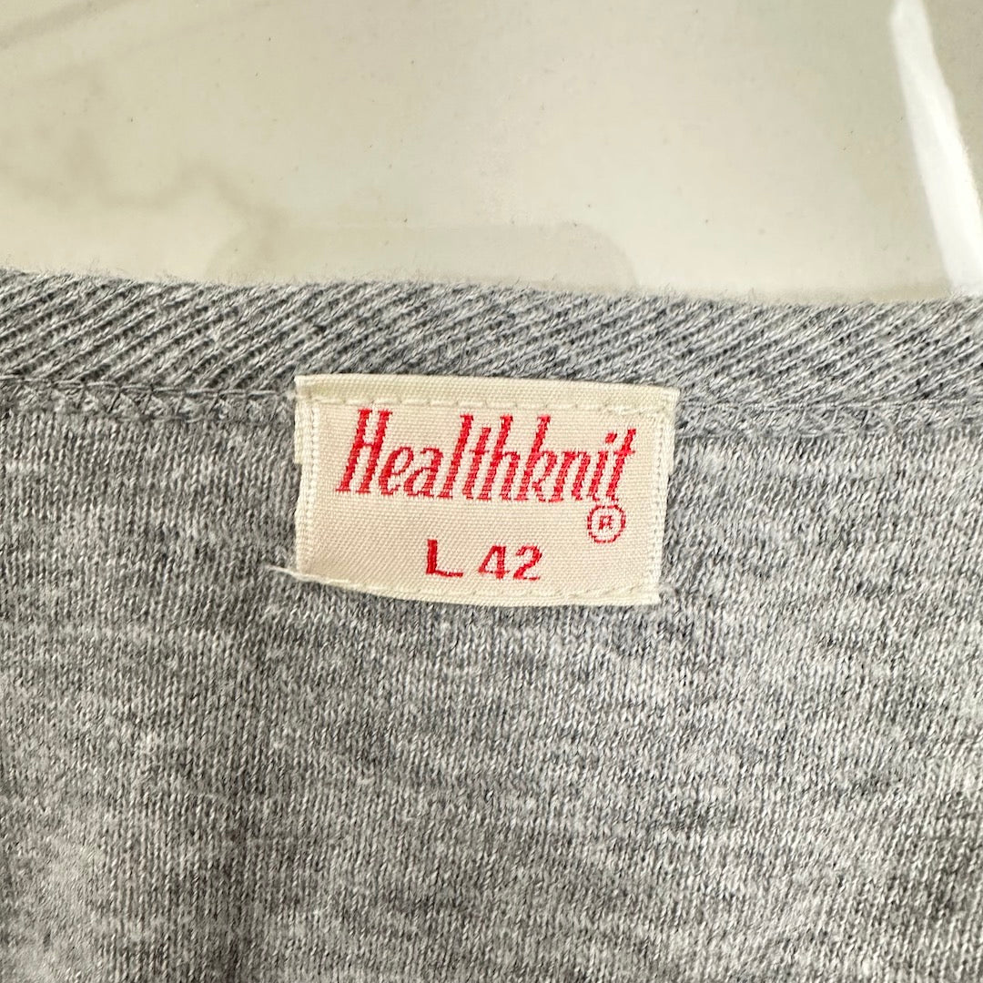 【Healthknit】ヘルスニット リバーシブルプリント半袖Tシャツ ホワイト白 L 古着 メンズ